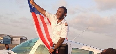 Liberia :  Un libérien, Abner Yonly, pilote un avion monomoteur des États-Unis au Libéria