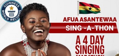 Ghana :  Guinness des records, Afua Asantewaa près du but avec le plus long marathon de chant individuel