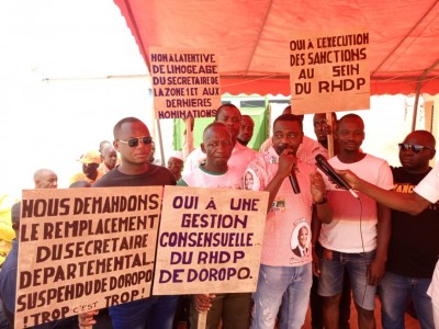 Côte d'Ivoire : Crise politique au RHDP à Doropo, des militants révoltés réclament des sanctions contre un responsable