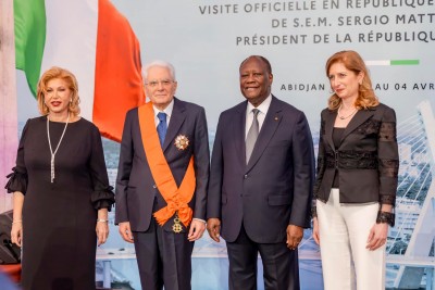 Côte d'Ivoire-Italie : Mattarella élevé  à la Dignité de Grand-Croix de l'Ordre national, Ouattara invite  les Italiens  à s'intéresser davantage aux opportunités d'investissement dans son pays
