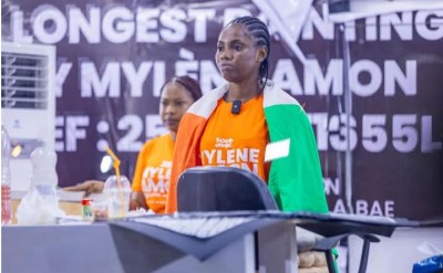 Côte d'Ivoire : La peintre Mylène Amon réalise 130 portraits  en cinq jours et espère s'inscrire dans le livre des Guinness World Records