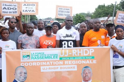 Côte d'Ivoire : Bouaké, les jeunes du RHDP prennent d'assaut des rues et réclament la candidature du Président Ouattara