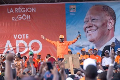 Côte d'Ivoire : Gagnoa, depuis le stade Biaka Boda, Adama Bictogo aux militants RHDP, « il n'y a jamais 3 sans 4 »