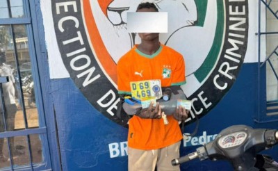 Côte d'Ivoire : San-Pedro, un jeune suspect arrêté pour une série de vols de motos visant aussi des services publics
