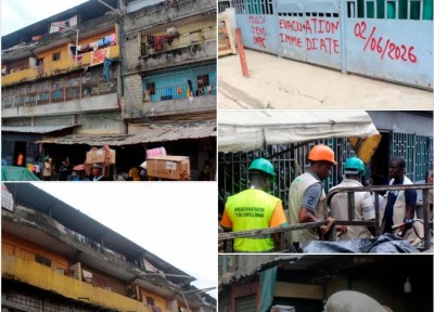 Côte d'Ivoire : Evacuation immédiate d'un bâtiment R+3 en état de vétusté  au quartier Forum dans la commune d'Adjamé