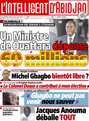 TRIBUNE COTE D'IVIORE: Affaire Â‘Â’un Ministre de Ouattara dépense 60 millions Â‘Â’: LÂ’Intelligent dÂ’Abidjan manque dÂ’intelligence.
