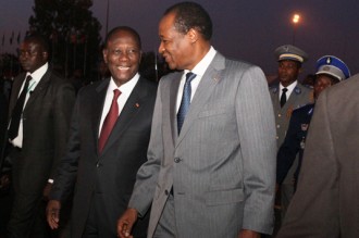 Blaise Compaoré reçoit Alassane Ouattara à  Ouagadougou