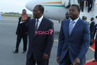 Côte d'Ivoire : Alassane Ouattara accueilli par Faure Gnassingbé à  Lomé 
