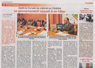 GABON : Communique du conseil des ministres du 23 mai 2012