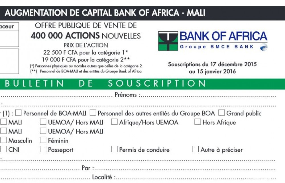 Uemoa: On s'est rué sur les nouvelles actions Boa Mali, clôture anticipée de l'OPV pour son entrée à  la Brvm