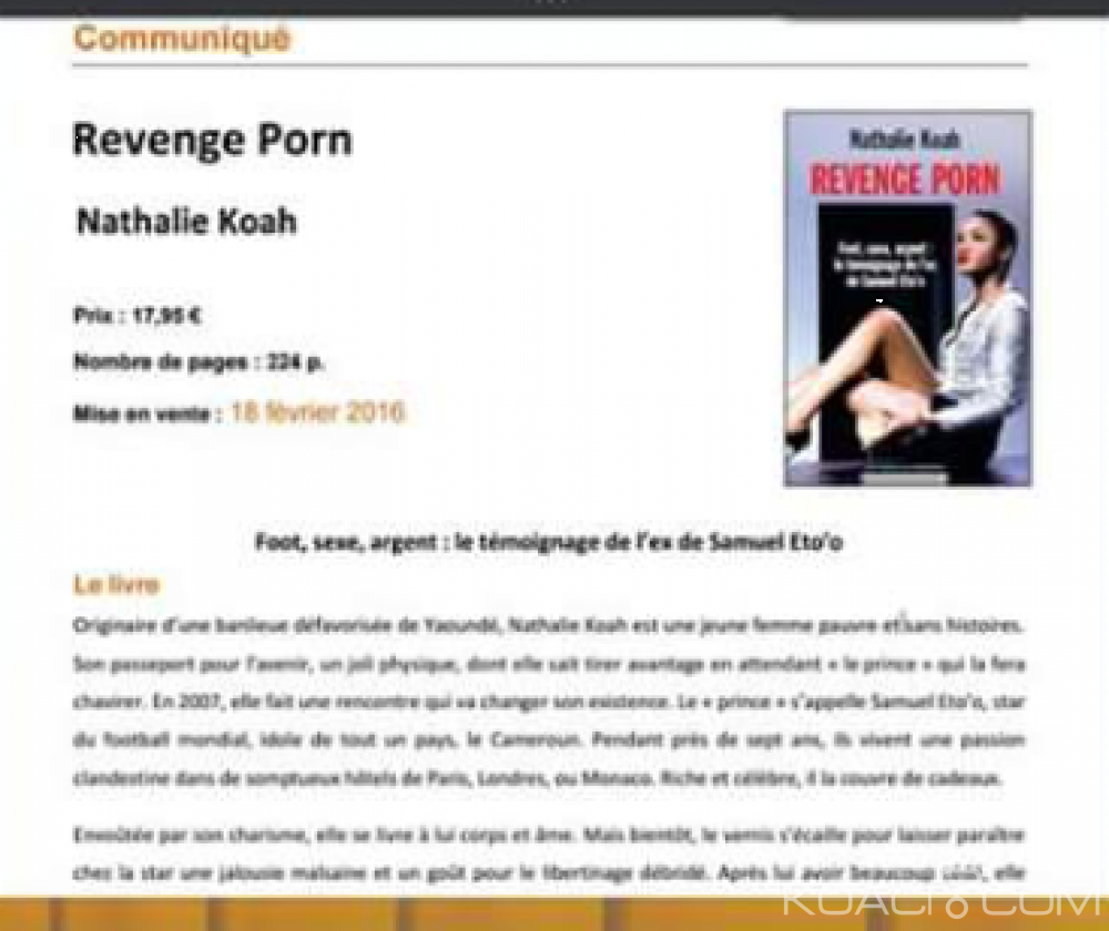 Cameroun: Nathalie Koah, l'ex de Samuel Eto'o  publie un livre pour dire sa «part de vérité»