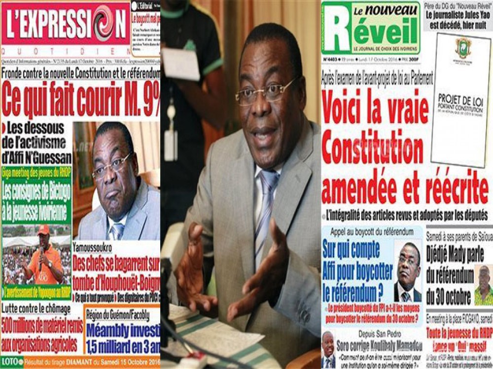 Côte d'Ivoire : Après avoir appelé au boycott du referendum, Affi nouvelle  cible des médias proches du pouvoir