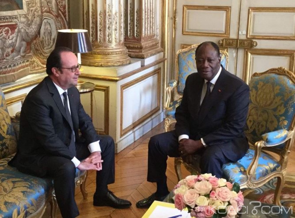 Côte d'Ivoire: Ouattara a déjeuné avec François Hollande à  Paris, deux questions évoquées
