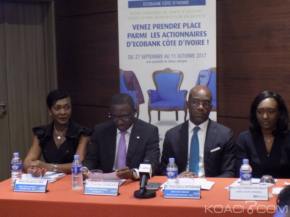 Côte d'Ivoire: Ecobank annonce la vente de 2.250.000 actions au prix unitaire de 20.000 FCFA et son introduction en bourse