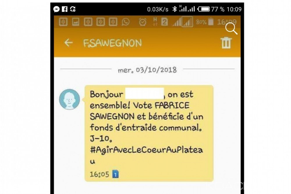 Côte d'Ivoire : Les sms de la discorde de la campagne pour la mairie du Plateau