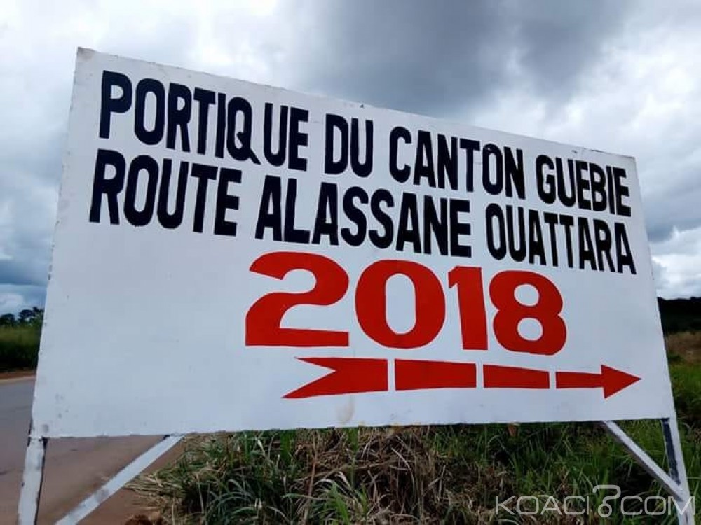 Côte d'Ivoire : Une pancarte d'Alassane Ouattara que les habitants du canton Guebié jugent de provocante