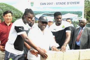 Gabon: Can 2017, Pose de la première pierre du stade d'Oyem