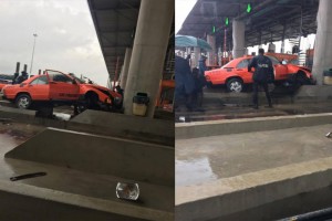 Côte d'Ivoire: 3ème pont, un taxi fonce dans un pilier à  béton tout près de la cabine  à  péage