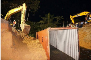 Cameroun : La route Douala -Yaoundé réparée avec un conteneur
