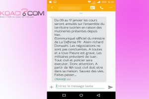 Côte d'Ivoire: Le Ministère de la Défense dément la diffusion anarchique d'un sms semant la peur au sein de la population