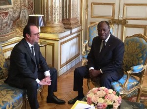 Côte d'Ivoire: Ouattara a déjeuné avec François Hollande à  Paris, deux questions évoquées